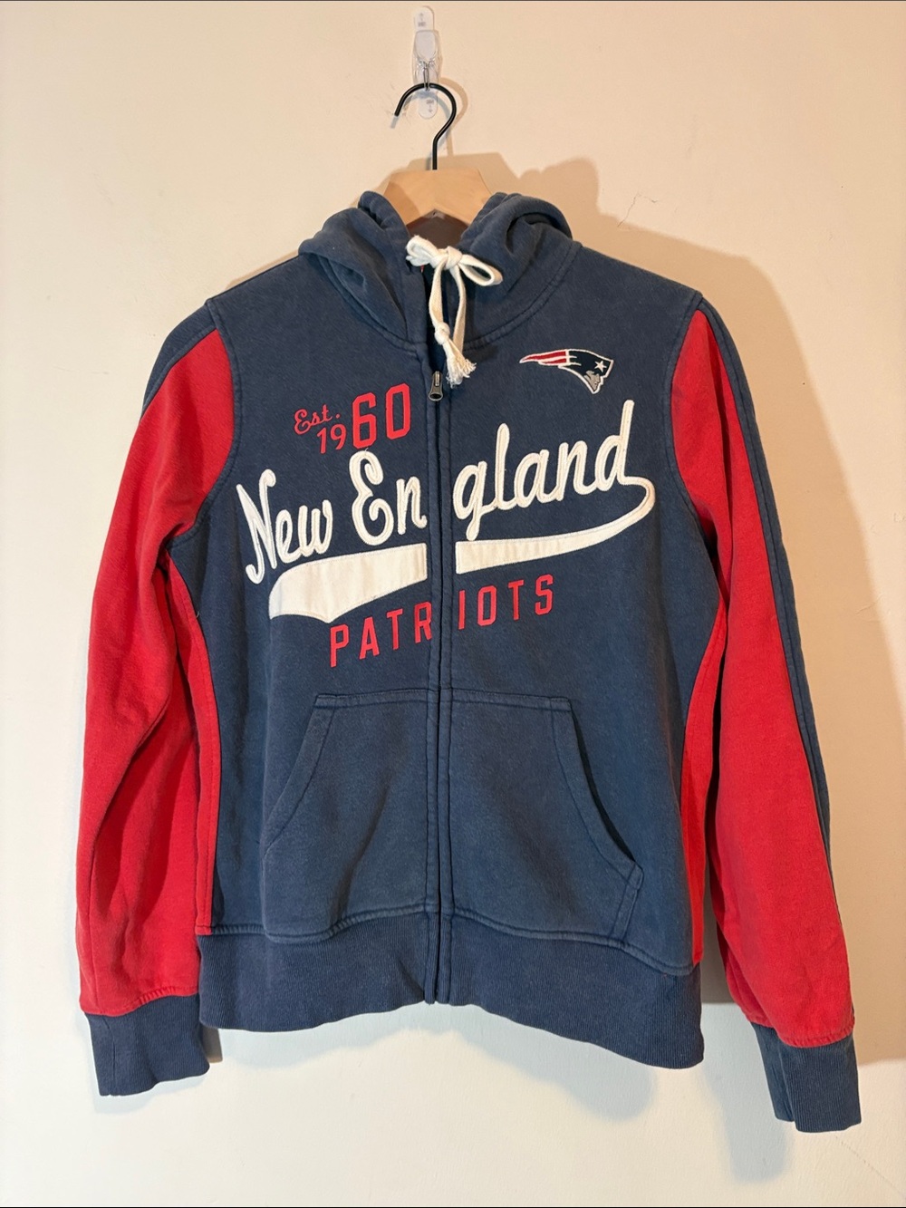 Y2K New England Patriots Full Zip Hooded Sweatshirt Ladies Football 2000s Era M